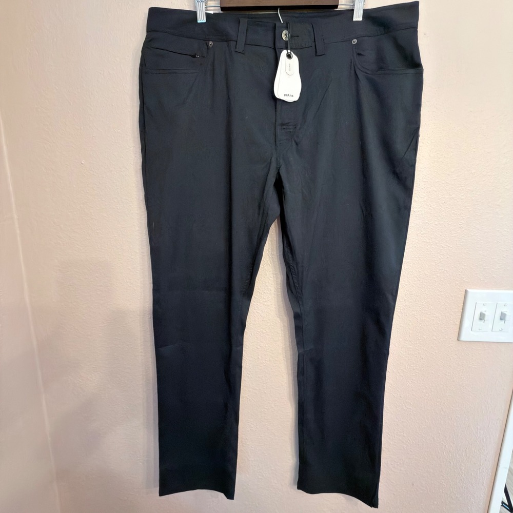 Prana Mens Stretch Zion 5 Pocket SL Pant Black Slim Tapered 40x32 NWT 2081561